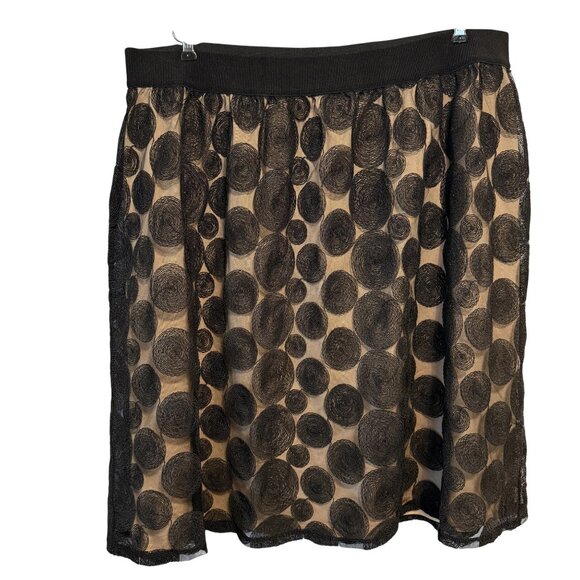 Lane Bryant Polka Dot Embroidered Skirt Size 22/24 Black & Beige Polyester - Picture 1 of 4